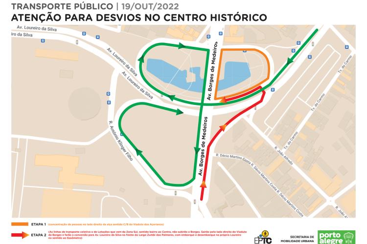 Bloqueios de trânsito alteram a circulação dos ônibus no Centro de Porto Alegre nesta quarta