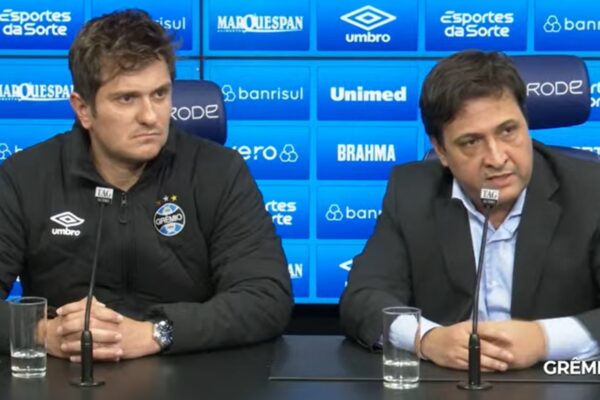 Em coletiva, Alberto Guerra se manifesta sobre saída de Paulo Caleffi e afirma: “Não existe crise no Grêmio”