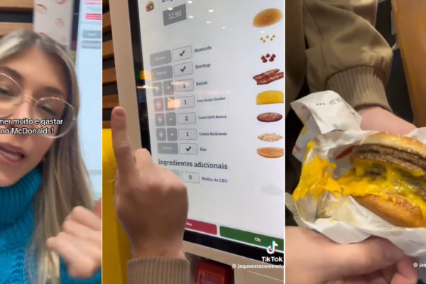 Casal mostra como “hackear” McDonald’s e pagar R$ 24,90 num cheeseburguer de bacon com 6 bifes e dobro de queijo; assista