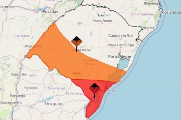 Inmet emite alerta vermelho de tempestade para Região Sul do Estado
