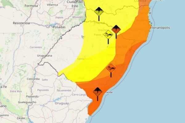 Defesa Civil alerta para o risco de ventos intensos nas próximas horas em diversas regiões do RS