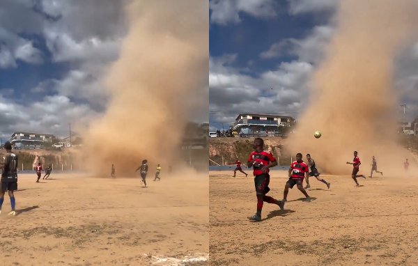 Redemoinho gigante surge durante pelada em Minas Gerais e vídeo viraliza; assista