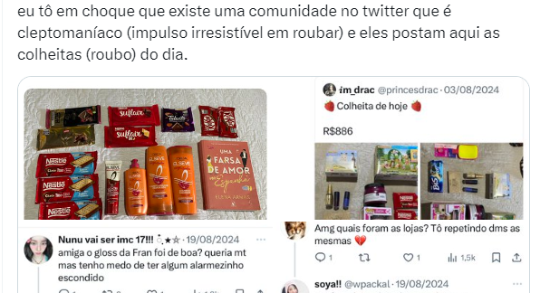 Comunidade de ladrões que postam “colheitas” (furtos) em rede social viraliza