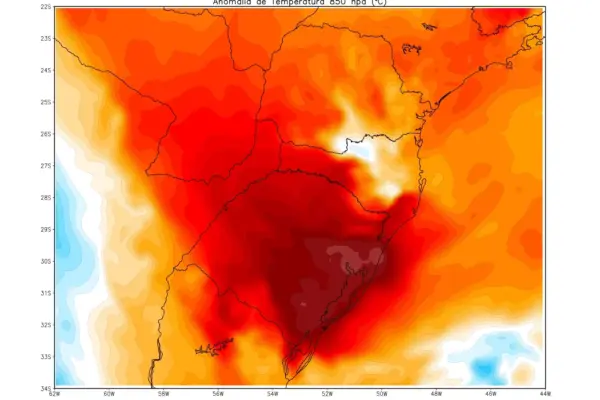 Ar quente avança e traz calor ao Rio Grande do Sul, com destaque a Metade Norte