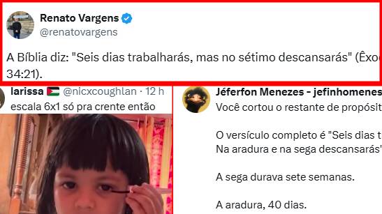 Escala 6×1: Pastor cita Bíblia argumentando contra mudança e internet reage: “cortou o restante”