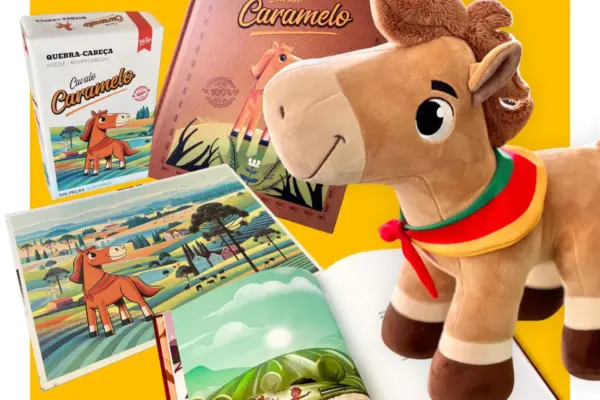 Cavalo Caramelo vira linha de brinquedos com lucro destinado à reconstrução de escolas no RS